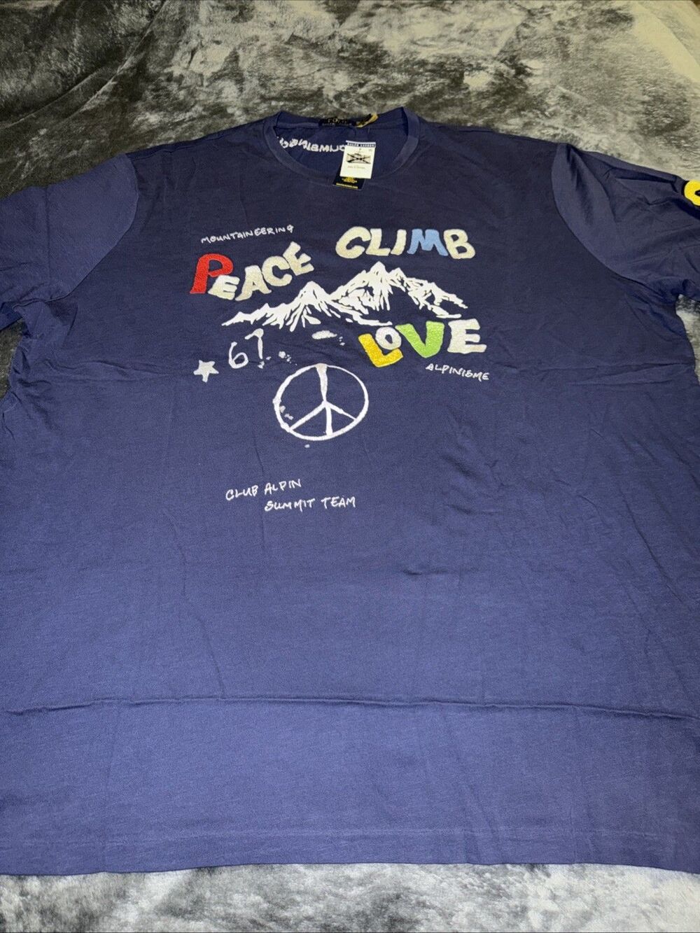 2XB POLO RALPH LAUREN Mens Big&Tall Navy “PEACE CLIMB LOVE” Graphic T-Shirt - Picture 12 of 16